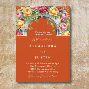 Invitation Terracotta Peony Roses Floral Arch Mariage