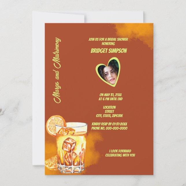 Invitation terracotta photo margs de douche nuptiale & mariag (Devant)