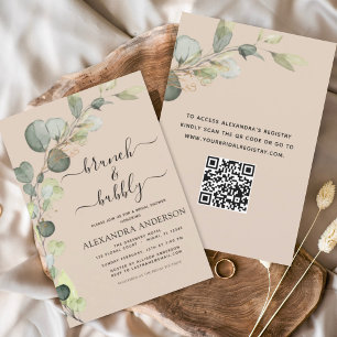 Invitation Terracotta QR Code Brunch & Bubbly Eucalyptus