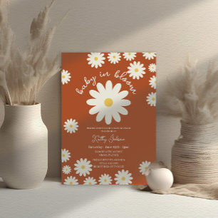 Invitation Terracotta Retro Super bébé dans douche en fleurs