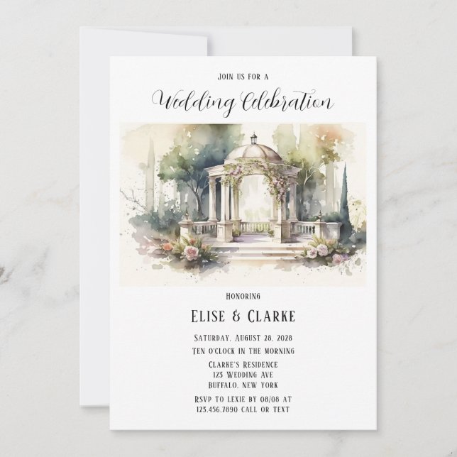 Invitation Terracotta rose Botanique Floral Mariage extérieur (Devant)