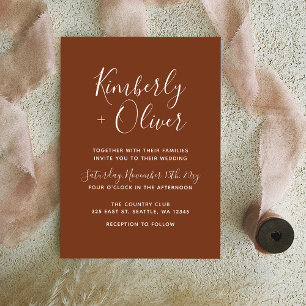 Invitation Terracotta Rustic Burange Mariage moderne Orange