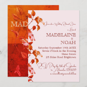 Invitation Terracotta Rustic Orange Rose Mariage Répétition