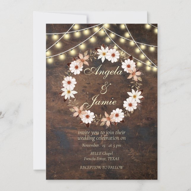 INVITATION TERRACOTTA RUSTIQUE BOHO MARIAGE FLORAL (Devant)