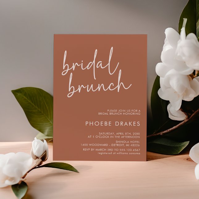 Invitation Terracotta Script minimaliste Brunch nuptial (Créateur téléchargé)