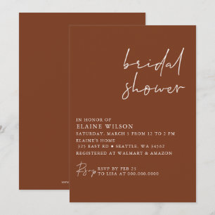 Invitation Terracotta Simple Élégante Fête des mariées modern