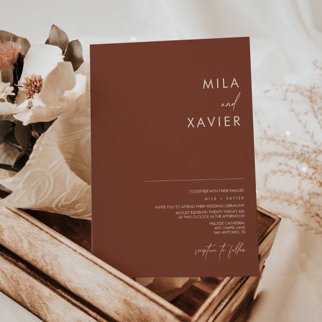 Invitation Terracotta toscane | Mariage minimaliste moderne (Créateur téléchargé)