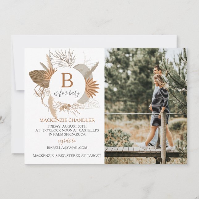 Invitation Terracotta Tropical Boho B est pour bébé Photo (Devant)