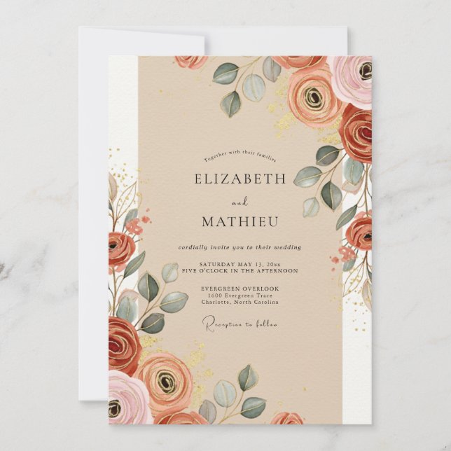 Invitation Terracotta Warm Bohemian Wedding (Devant)