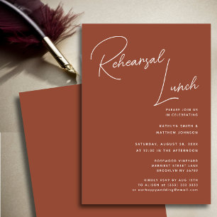 Invitation Terracotta Whimsical Script Chic Rehearsal Déjeune