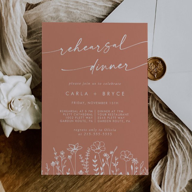 Invitation Terracotta Wildflower Wedding Rehearsal Dinner (Créateur téléchargé)