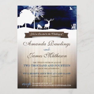 Invitation Terrain de camping rustique en bois et de