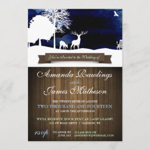 Invitation Terrain de camping rustique en bois et de