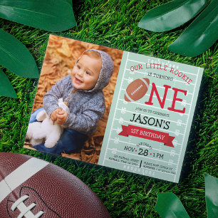 Invitation Terrain de football mignon et ruban photo 1er anni
