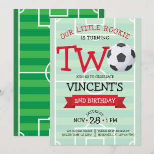 Invitation Terrain de football tendance et Ruban 2e anniversa
