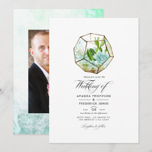 Invitation Terrarium de verre à l'aquarelle Succulents Mariag
