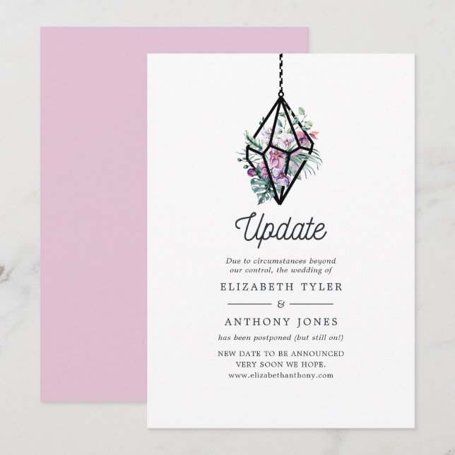 Invitation Terrarium géométrique Pastel Floral Mariage Mise à (Devant / Derrière)