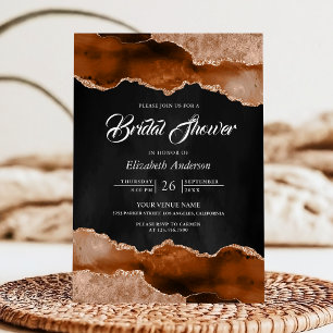 Invitation Terrasse en terre cuite Agate Marbre Noir Mariage