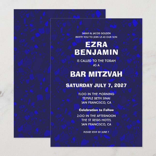 Invitation Terrazzo Bat mitzvah de barre personnalisée tiré à (Devant / Derrière)