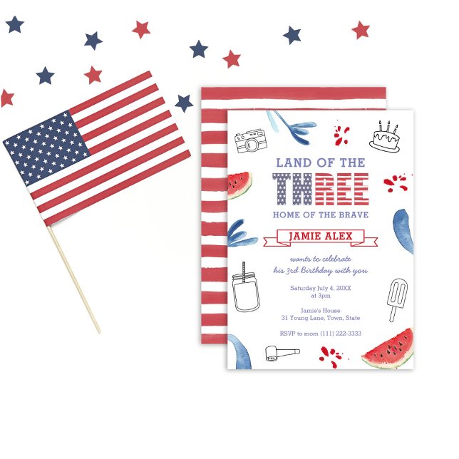 Invitation Terre Américaine Des Trois 3E Fête D'Anniversaire (Créateur téléchargé)