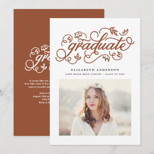 Invitation Terre cuite Calligraphie Rustique Photo Remise de 