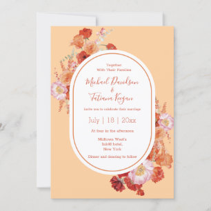 Invitation Terre cuite et Rouge Coucher de Soleil Mariage Boh