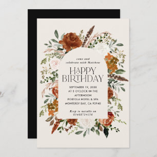 Invitation Terre cuite fleurie d'anniversaire moderne rustiqu