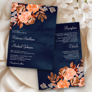 Invitation Terre Cuite Florale Tout en Un Mariage Marine