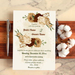 Invitation terre cuite tonalité de terre mariage vert fleuri