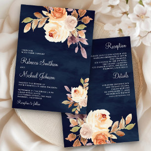 Invitation Terre Dusty Pêcher Floral tout en un Mariage de ma