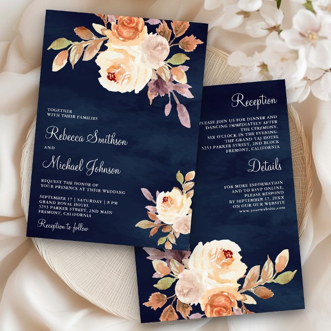 Invitation Terre Dusty Pêcher Floral tout en un Mariage de ma (Créateur téléchargé)