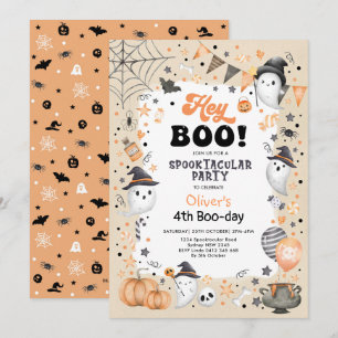 Invitation Terre Orange Noir Halloween Ghost Boy Anniversaire