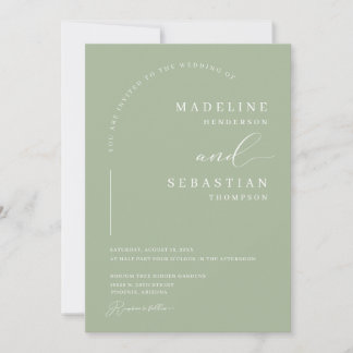Invitation Terre Verte Poussiéreuse Moderne Photo Mariage Arc