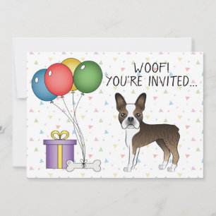 Invitation Térrier de Boston Bringé Chien de Dessin Animé Mig