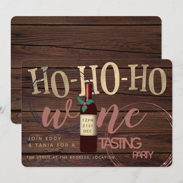 Invitation Tête Russe de Noël Vin de dégustation de verre (Devant / Derrière)