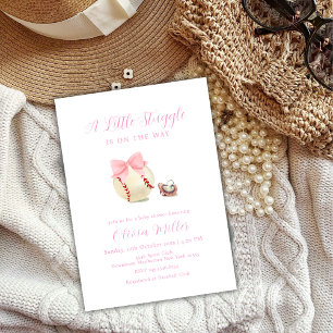 Invitation Tétine à ruban rose Baseball Sport Fille Baby Show
