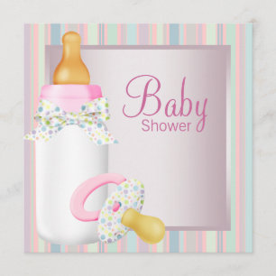 Invitation Tétine de biberon bébé rose sarcelle Baby Shower F