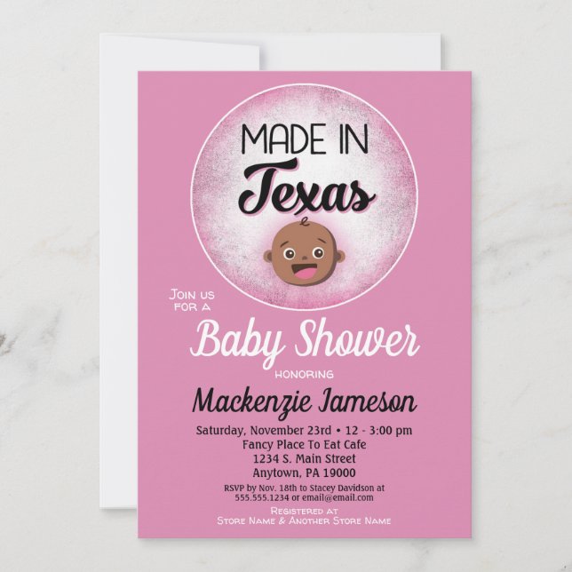 Invitation Texas Baby shower Africain-Américain Black Baby (Devant)