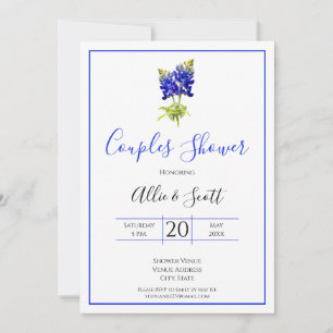 Invitation Texas Bluebonnet Flowers, Mariage moderne, Couples