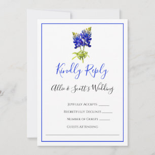 Invitation Texas Bluebonnet Flowers, Mariage moderne RSVP