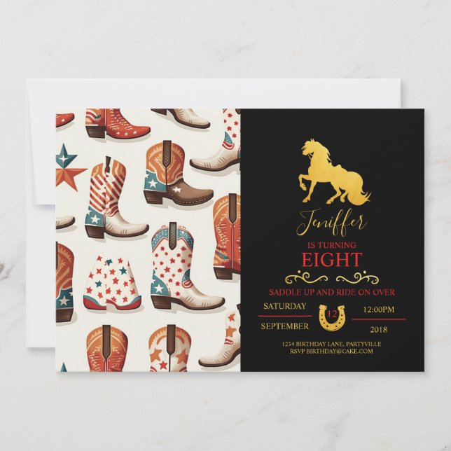 Invitation texas cowgirl pays sauvage, dessin d'illustration (Devant)
