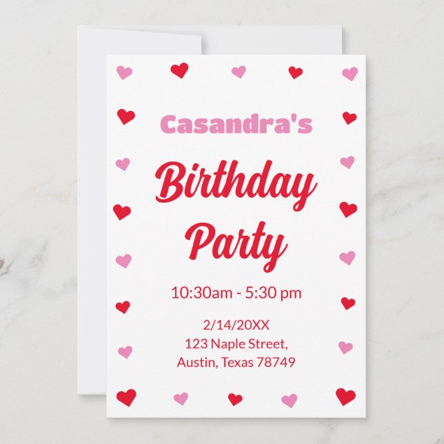 Invitation Texas Saint-Valentin Editable Fête (Devant)