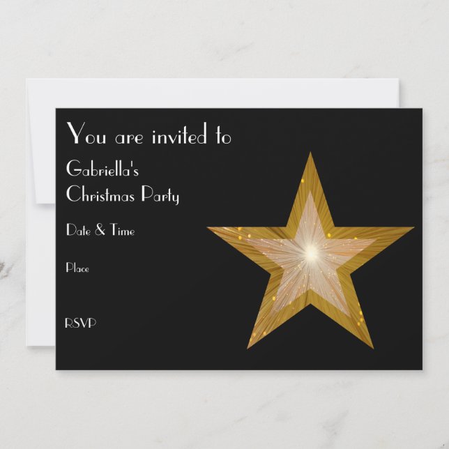 Invitation Texte avant de l'invitation Gold Star noir (Devant)