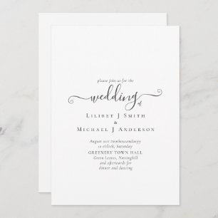 Invitation Texte blanc classique uniquement Mariage ou autre 