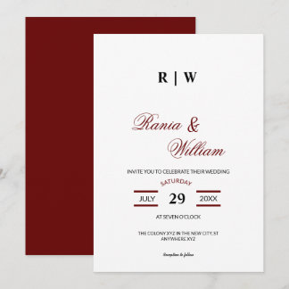 Invitation Texte calligraphique traditionnel en Bourgogne Red