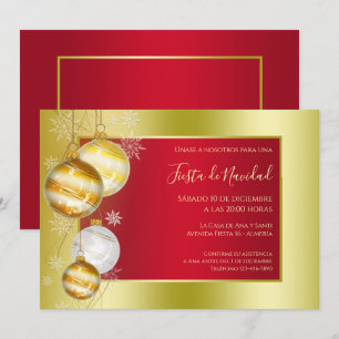 Invitation Texte espagnol stylé Ruby & Gold Noël festif