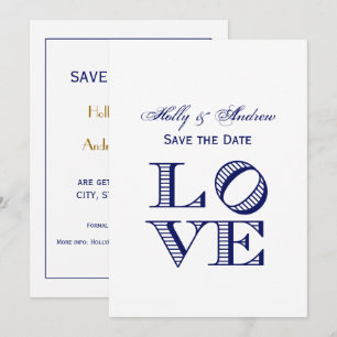 Invitation Texte graphique LOVE - Bleu