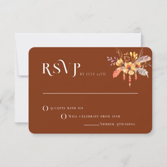 Invitation Texte Gras Brûlé Orange Exemple Mariage Chic RSVP (Devant)