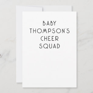 Invitation Texte minimaliste Nom bébé Cheer Squad