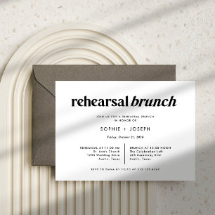 Invitation Texte moderne   Brunch de répétition noir et blanc